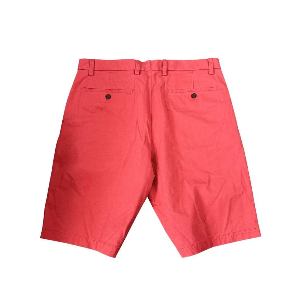 Banana Republic Emerson Short Mens 35 Red Solid Cotton Stretch Chino Shorts 11in